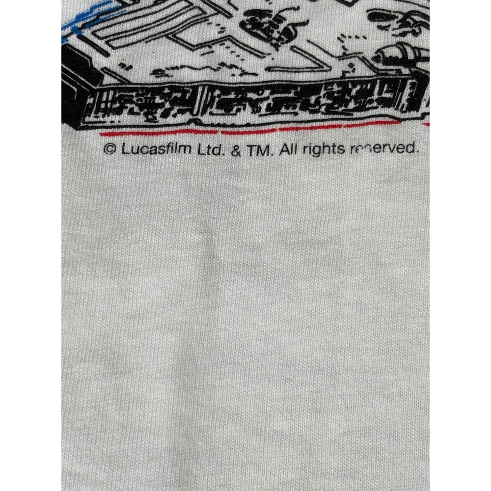 Star Wars XXL White Graphic T Shirt 3D Effect Characters Millennium Falcon - Picture 3 of 12